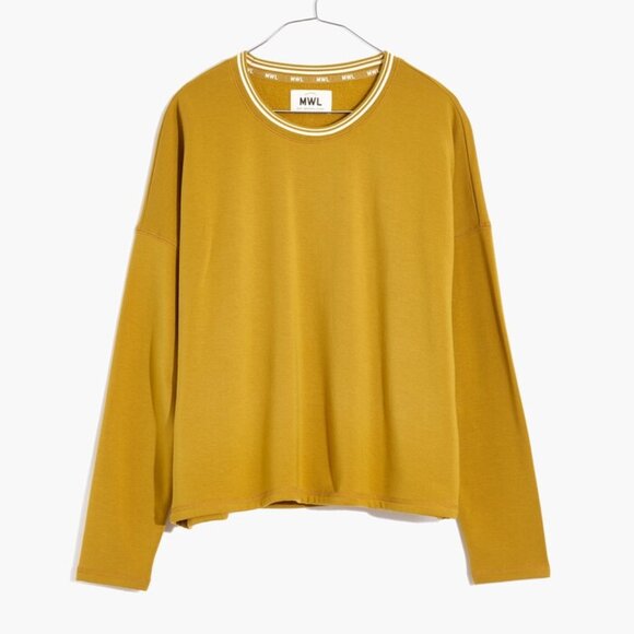Madewell MWL Superbrushed Easygoing Ringer Sweatshirt Mustard Yellow Size XS - Picture 1 of 6